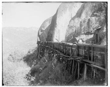 View of a flume at a rocky point at Kaweah #1 Hydro Plant