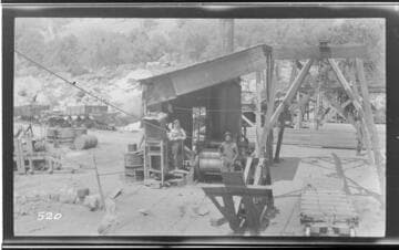 The construction crew at the hoist at the construction camps at Kaweah #3 Hydro Plant