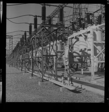 Electric substation and gauges in substation control room
