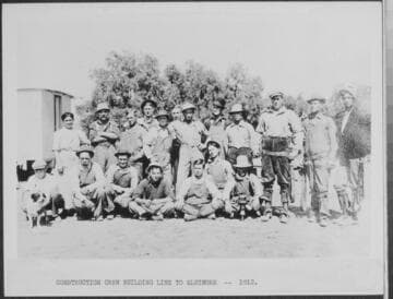 Construction crew building line to Elsinore in 1912