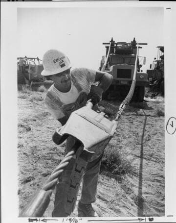 Preparing to pull through some more cable during the construction of a 500kV transmission line