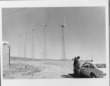 Wind turbines at the Zond "Victory Garden" near Tehachapi, 1983