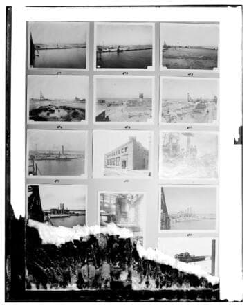 This is a multi-image negative that depicts construction of Long Beach Steam Plant. Undamaged images included on the plate are copies of original negatives: 02 - 00401; 02