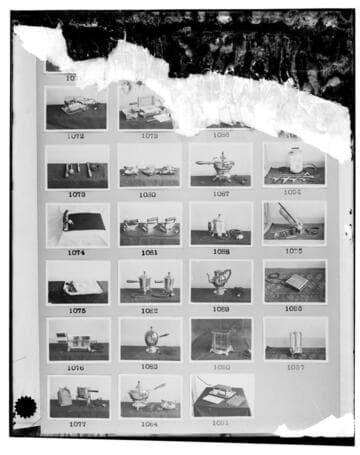 This is a multi-image negative that depicts electrical appliances. Undamaged images included on the plate are copies of original negatives: 02 - 01072; 02