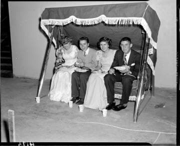 Dedication of new Big Creek Recreation Hall: Kids in lawn swing