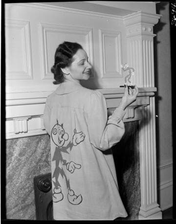 Lady wearing Reddy Kilowatt robe