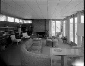 Living room with modern bay windows
