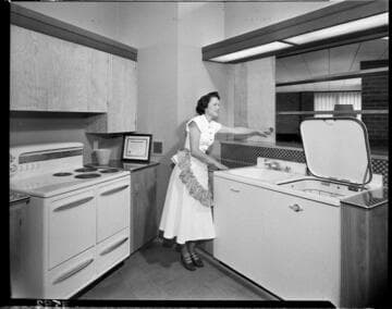 Modern kitchen with electric range and dishwasher