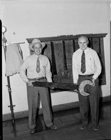 Big Creek Valley Editors Tour: two men from group holding a huge open