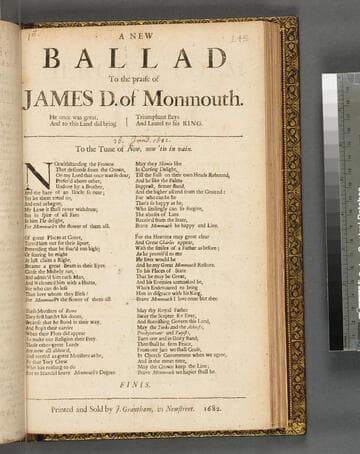 A new ballad to the praise of James D. of Monmouth. He once was great, and to this land did bring triumphant bays and lautel [sic] to his King. To the tune of Now, now 'tis in vain