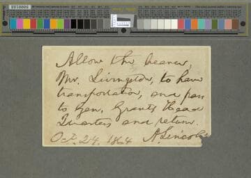 Abraham Lincoln pass for Mr. Livingston