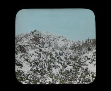 Snow-covered scene in the San Gabriel Mountains where the balloon landed