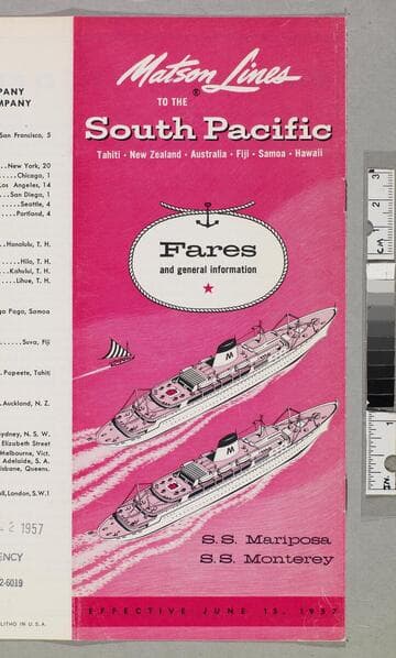 Matson Lines to the South Pacific... fares and general information