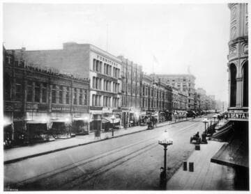 Broadway North from Fifth Street after dark. approximately 1905
