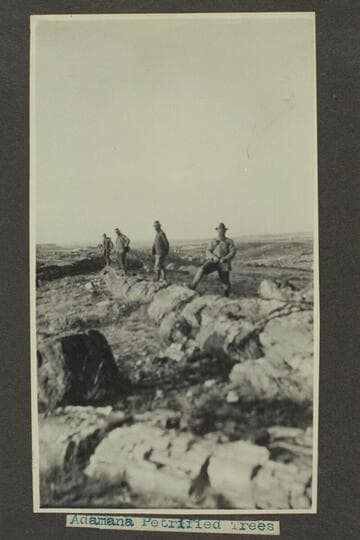 Zahn trip to San Juan placers in a Franklin car. Adamana Petrified Trees