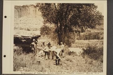 Camp (noonday) at Indian Fort. Between Labyrinth and Stillwater Canyons, June 29, 1927