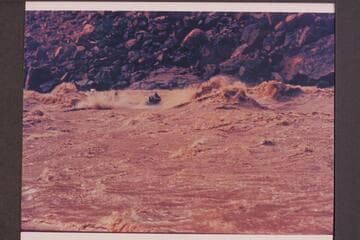 The "Cactus" in Vulcan Rapid. Preliminary Bright Angel gauge: June 19: 107,000 cfs. June 20: 100,000 cfs