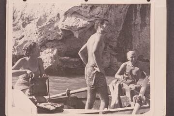 The crew of the "Sandra" at the end of the 1948 traverse of the Grand Canyon.  Left to right:  Lucile Hiser, Garth Marston and Frank Masland