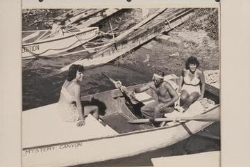 Crew of "Mystery Canyon" at Lewiston, Idaho: Loel Marston, Pres Walker, Maradel Marston