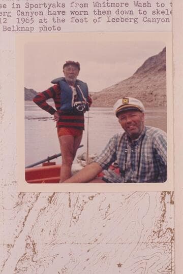 Dock Marston and Bill Belknap show how the rigors of the cruise in Sportyaks from Whitmore Wash to the foot of Iceberg Canyon have worn them down to skeletons