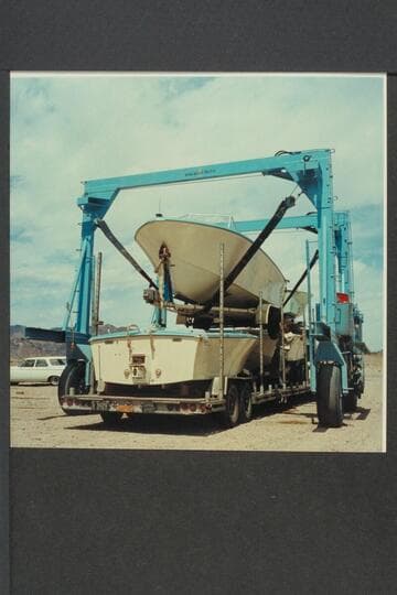Unloading Mack Miller's first shipment of Turbocraft.  Boulder City Marina