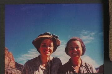 Doris Fletcher and Dotty Williams. Members of MHE party of July 1957
