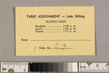 Table assignment -- Late Sitting