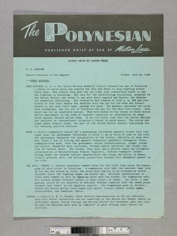 The Polynesian : published daily at sea by Matson Lines