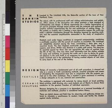 The Rankin Studios, Summer 1935, School of Applied Arts