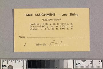 Table assignment and dining schedule