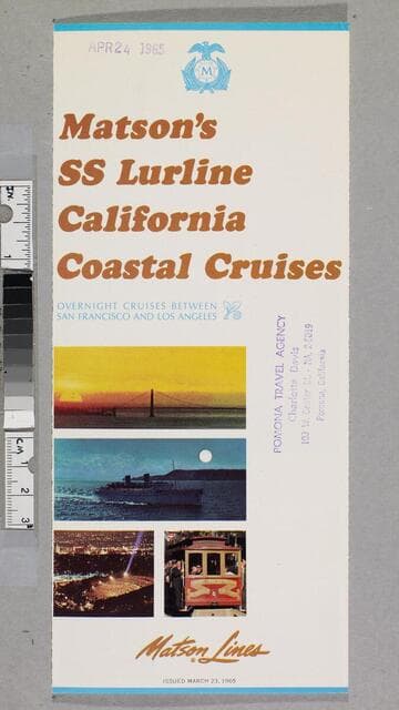 Matson's SS Lurline California coastal cruises