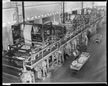 Press room, Los Angeles Times, Los Angeles. 1937