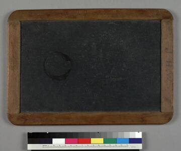 Stone drawing slate contained within a wooden frame, circa 1880
