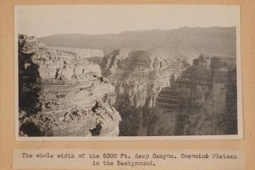 The whole width of the 5,000 ft. deep canyon. Coconino Plateau in the background