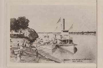 Steamer "Mohave" and barge at the levee at Yuma