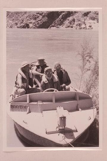 "Bootoo" and its crew at Separation Canyon: Richey, Masland, Marston and Eisaman