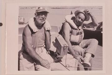 Dock Marston and Chuck Richey; upper Lake Mead at end of Grand Canyon traverse