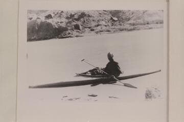 Charles Mann and his kayak at Hite