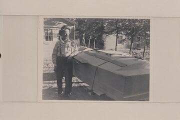 The 79 year old Loper standing with his boat at his home in Green River, Utah, the night before leaving on his fatal trip into the Grand Canyon.  He died in Marble Canyon at Mile 24 1/2 on July 08