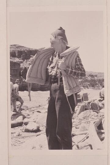 Helen R. Wright (Mrs. Paul L. Wright), Newark, New Jersey. At Paria Riffle. Mexican Hat to Lees Ferry 1950; Lees Ferry to Bright Angel Creek 1951; Hite to Lees Ferry 1953