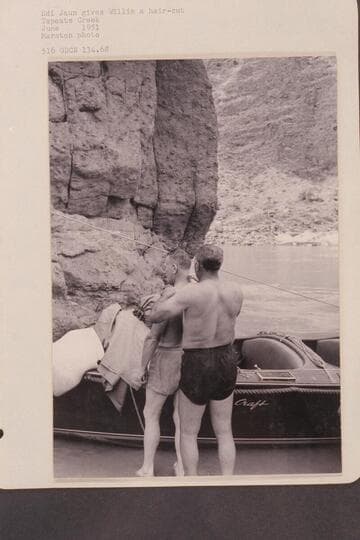 Edi Juan gives Willie a haircut. Tapeats Creek