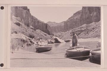 Joe Eisaman stands in the "BOOTOO" at the mouth of the Salt Canyon opp. Kwagunt Canyon, Marble Canyon at Mile 56