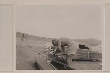 Masland assembles foldboat at Mexican Hat