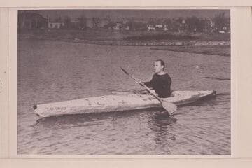 Charles F. Mann in his kayak "Flamingo"