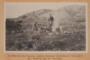 "At Home in the Desert.  Little Colorado Exploration trip, 1917.  Mr. Simmons and Mr. Bauwens."