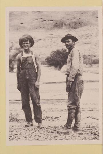 Bert Loper at left and kelly W. Trimble at right. Bert was in his prime as head boatman of the USGS San Juan Survey. Glen Canyon