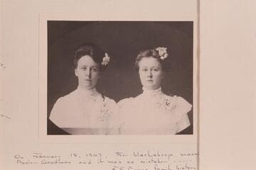 Mary and Annie Goodman. Daughters of Frank V. Goodman. Photo July 4 at Vernal. Annie Goodman married E. G. Evans. "On January 15, 1907, the blacksheep married Annie Goodman and it was no mistake." (J. F. Evans family history)