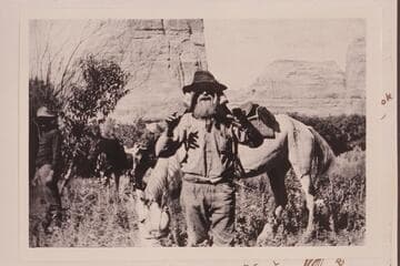 Pat Lynch. In Pats Hole with Steamboat Rock at left and the mouth of the Yampa at right distance