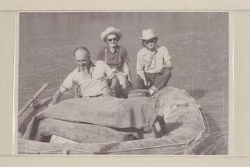 Harry Aleson; Nancy Gilmer; Ynez Haase. At Hite prior to start of Glen Canyon trip