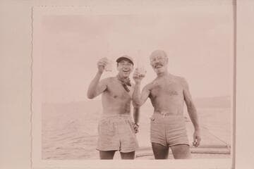 Al Milotte and Dock Marston on Lake Mead at end of 1947 run